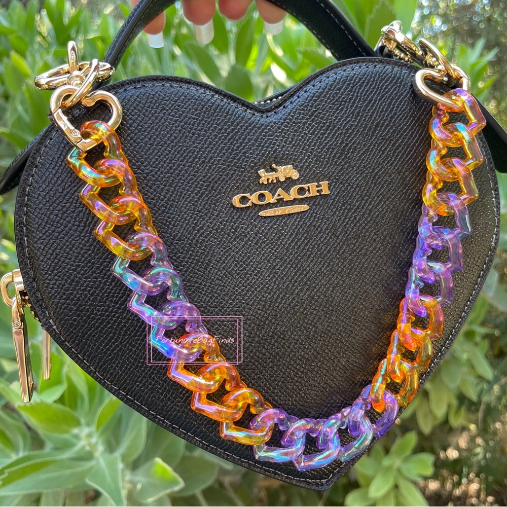 Halloween Orange Purple Triple Hearts Bag Purse Novelty Resin Chain Charm Strap - Picture 10 of 14